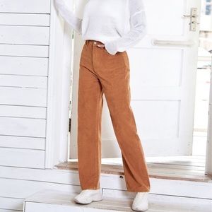 Corduroy High-Rise Straight Leg Pants